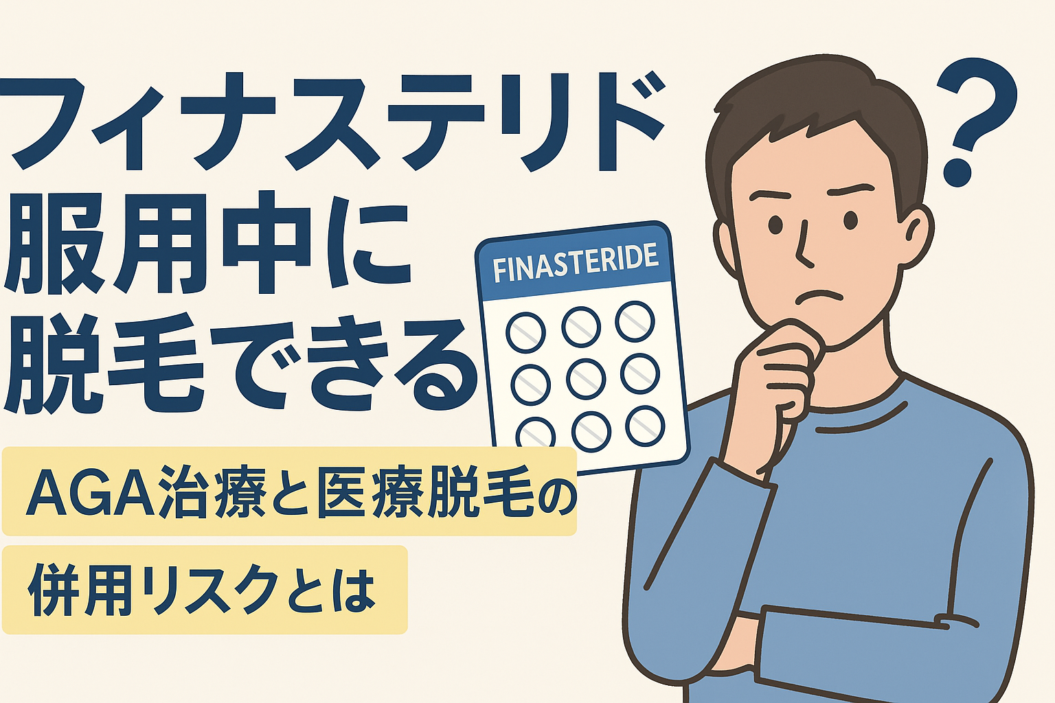 フィナステリド服用中に脱毛できる？｜AGA治療と医療脱毛の併用リスクとは