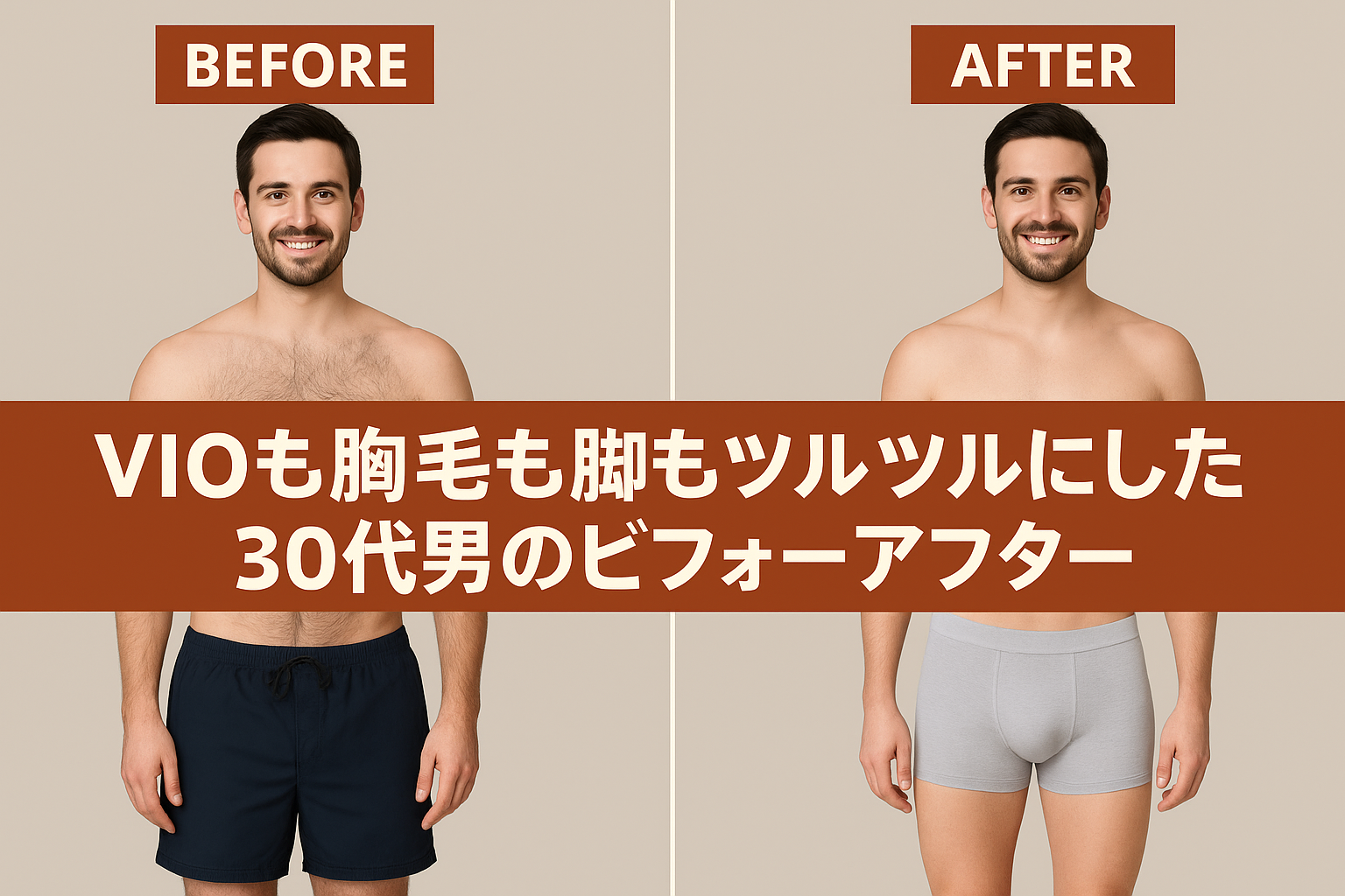 VIOも胸毛も脚もツルツルにした30代男のビフォーアフター
