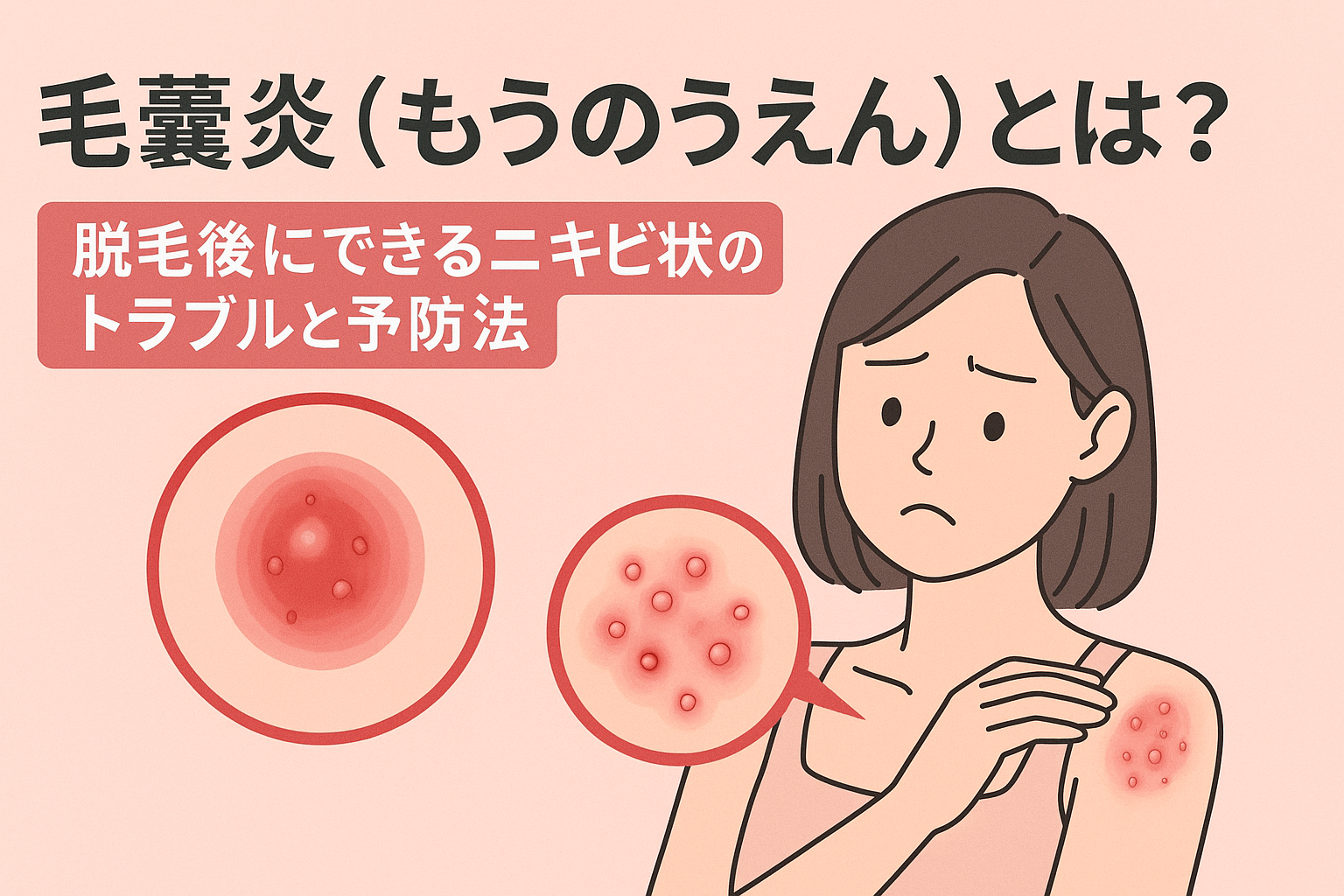 毛嚢炎（もうのうえん）とは？脱毛後にできるニキビ状のトラブルと予防法