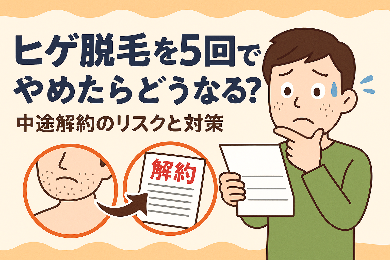 ヒゲ脱毛を5回でやめたらどうなる？中途解約のリスクと対策