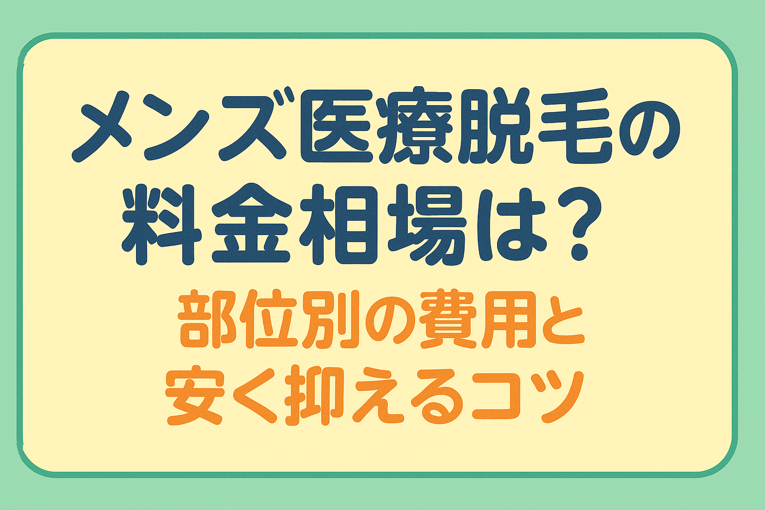 メンズ医療脱毛の料金相場は？部位別の費用と安く抑えるコツ
