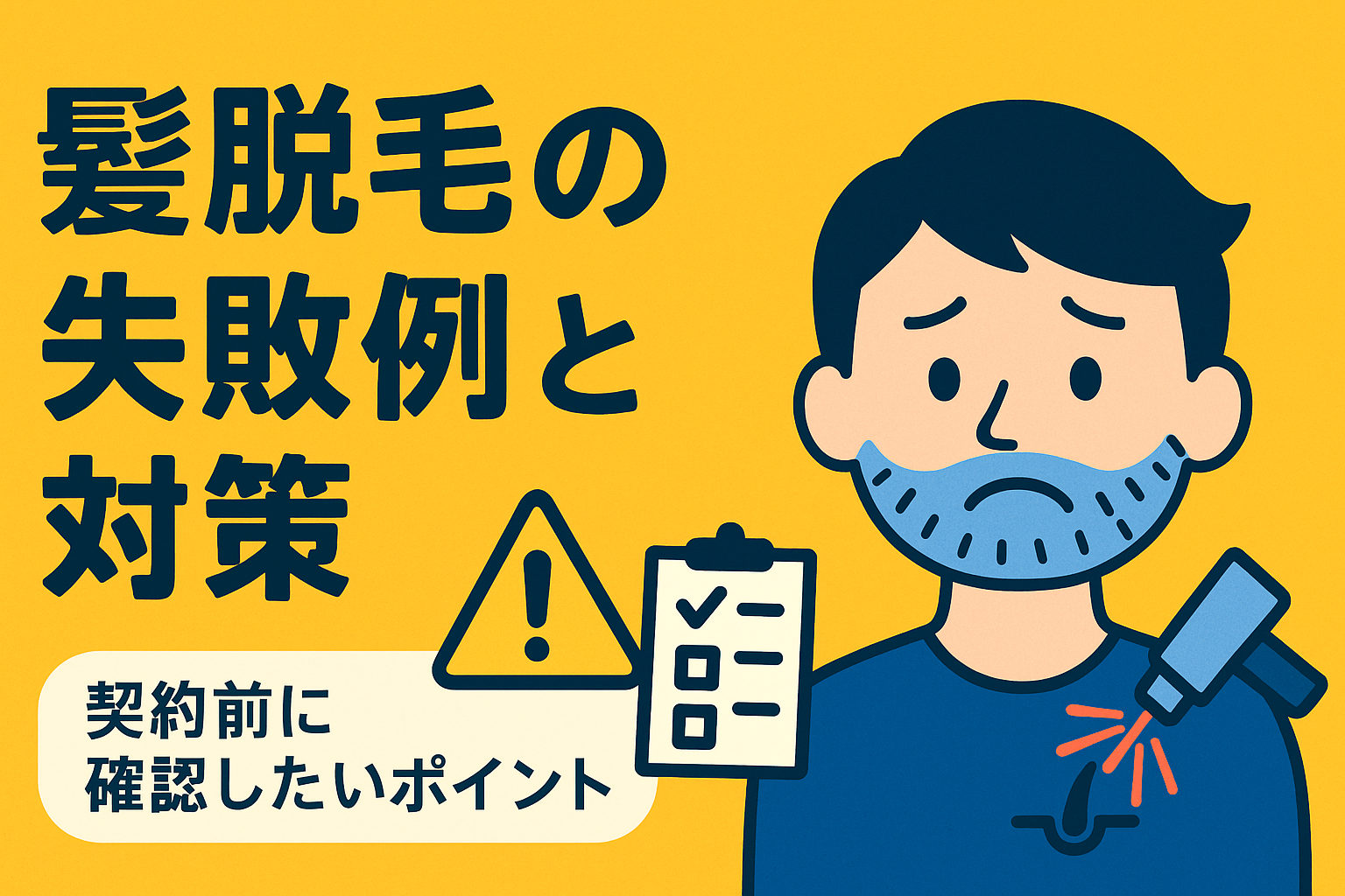 髭脱毛の失敗例と対策｜契約前に必ず確認すべきポイントと回避法