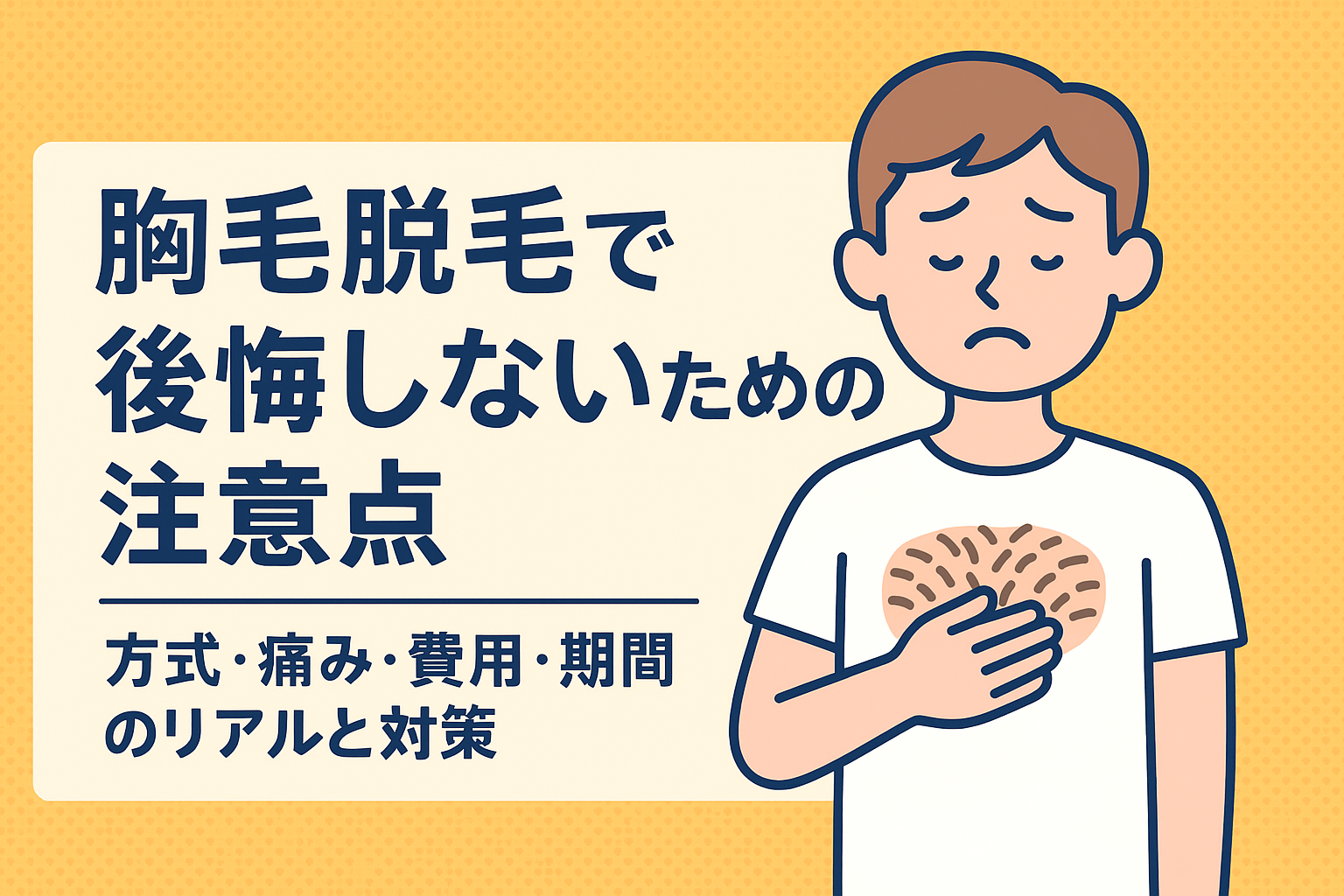 胸毛脱毛で後悔しないための注意点｜方式・痛み・費用・期間のリアルと対策